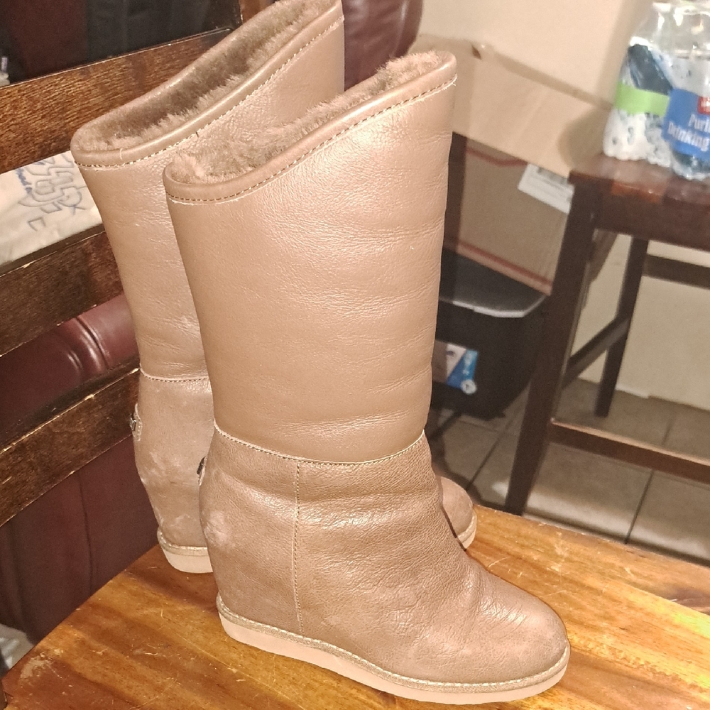 COS Women's Beige Leather Winter Boots